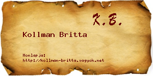 Kollman Britta névjegykártya
